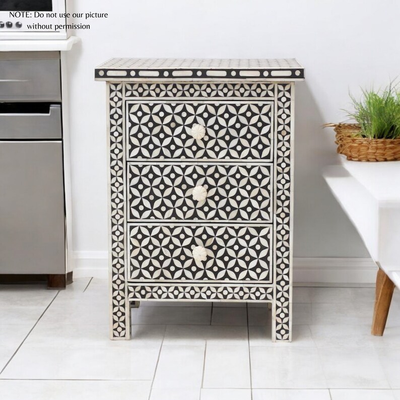 Handmade Bone Inlay Bedside Furniture,
Bone Inlay Bedside Table with Decorative Frame,
Contemporary Bone Inlay Nightstand,
Bone Inlay Bedside Table for Stylish Interiors