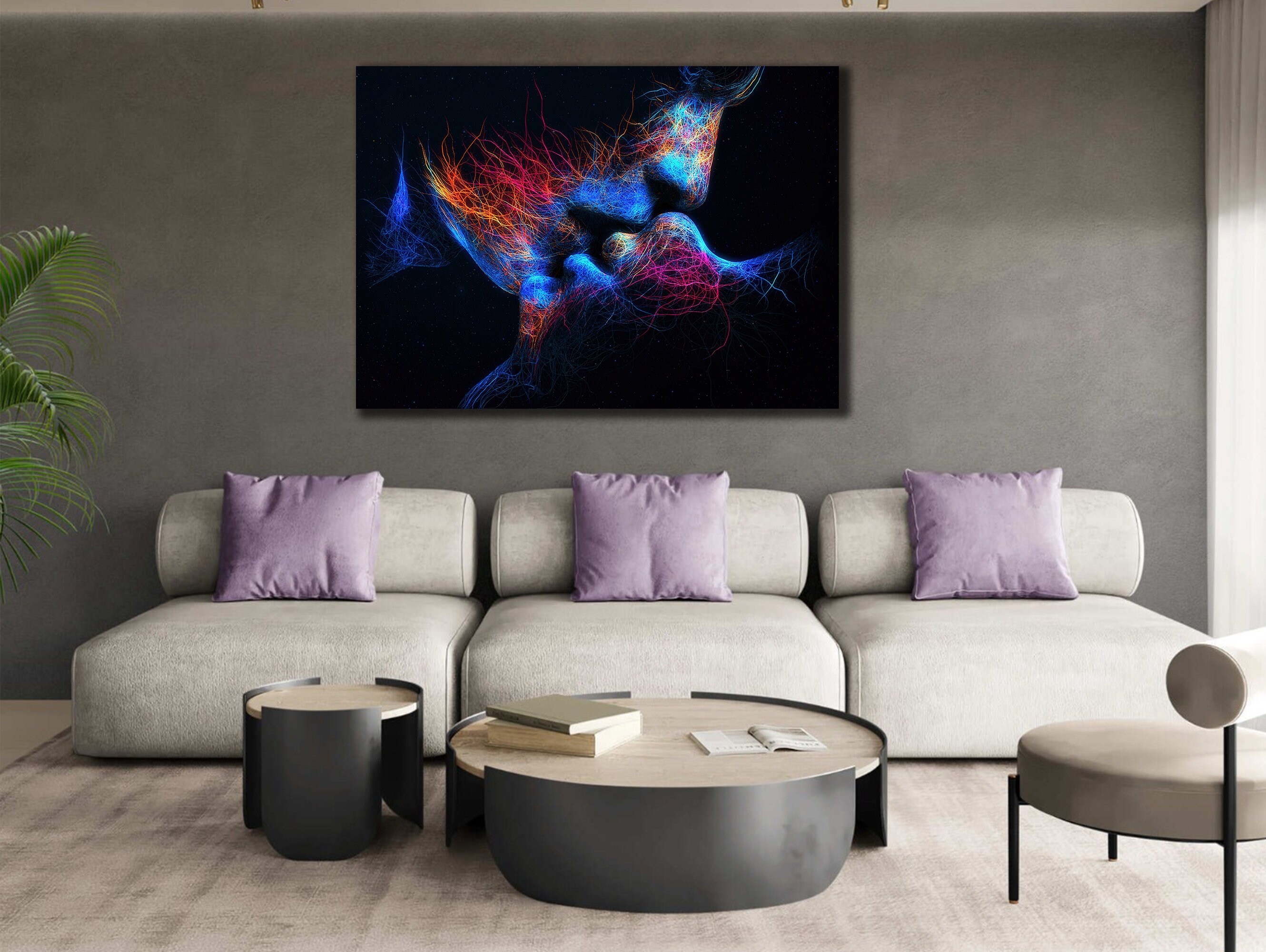 Couple Kissing in Love Canvas Art Kiss Wall Decor Love Etsy