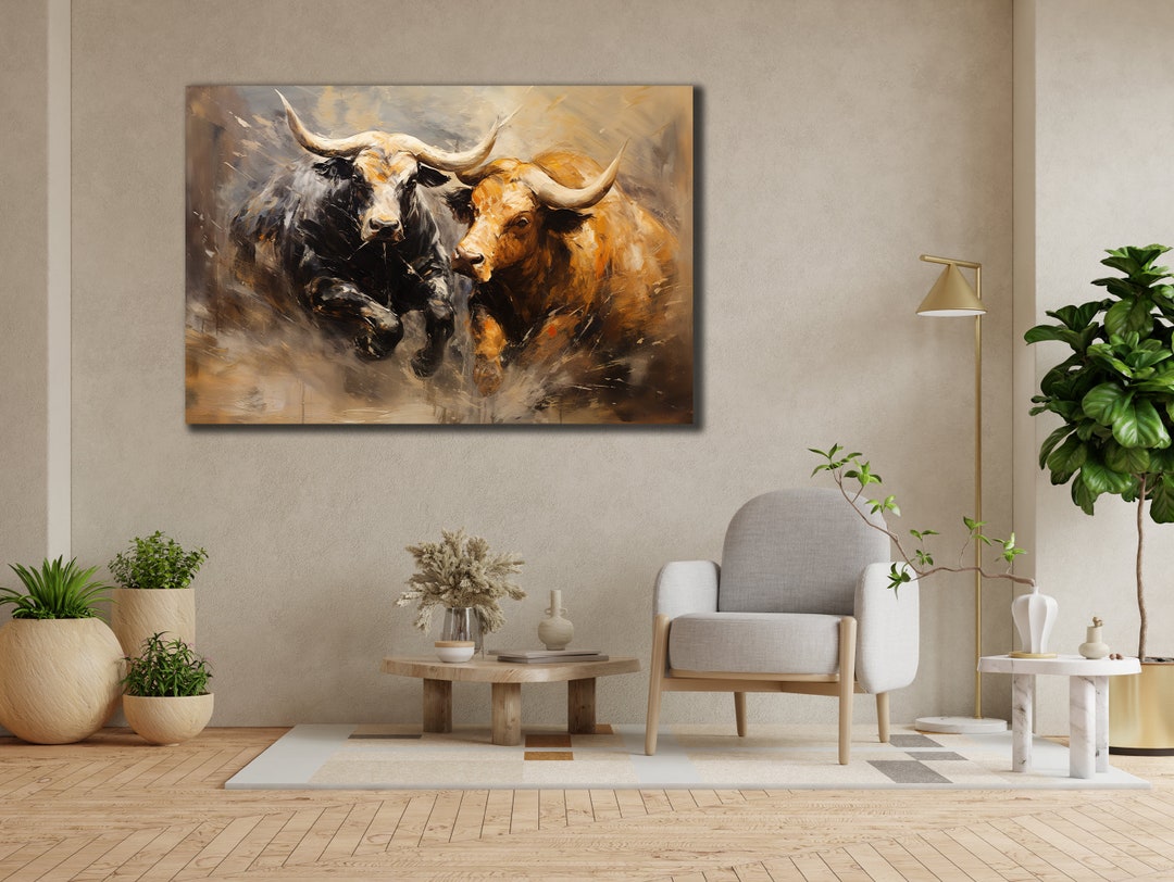 Abstract Bull Canvas Print Art Bull Canvas Wall Art Wild Etsy