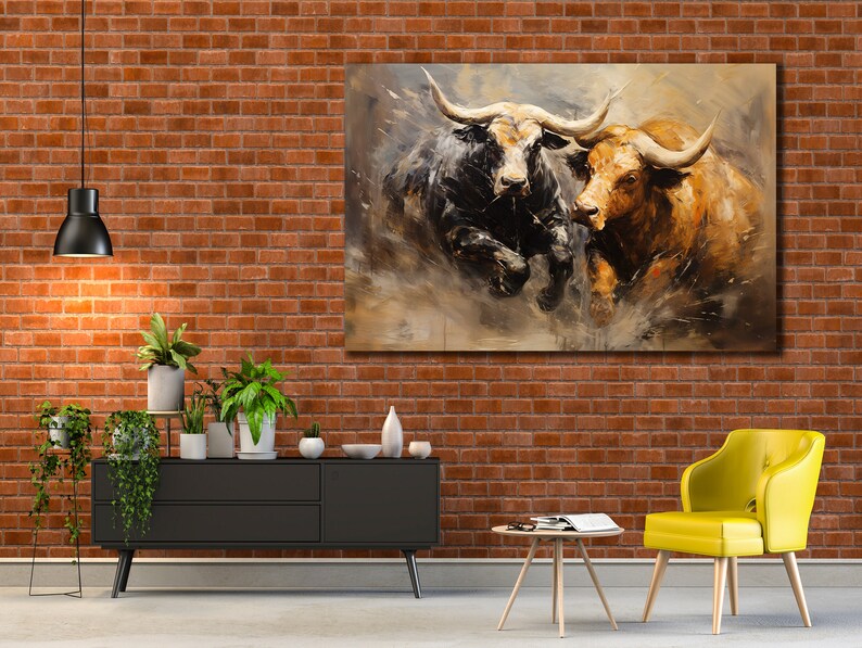 Abstract Bull Canvas Print Art Bull Canvas Wall Art Wild Etsy