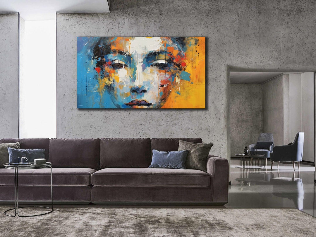 Face With Oil Painting Art Colorful Wall Decor Grafitti Face Etsy