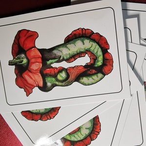 1 Carte Postale les Créatures fantastiques, thème "l' Anguille Coquelicot"