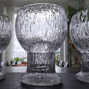 Iittala Kekkerit Ice Glass Wine Glasses by Timo Sarpaneva: Mid-Century Modern Scandinavian Design