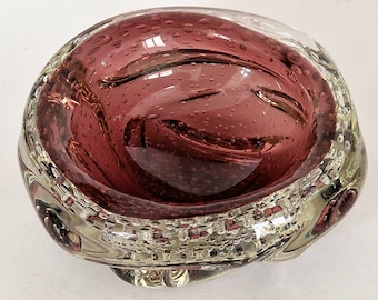 Petit bol bullicante en cristal bordeaux, style Murano