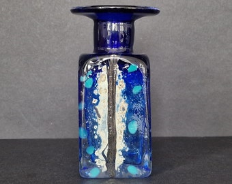 Atelier Beránek cobalt blue glass square bottle vase, Czech contemporary design