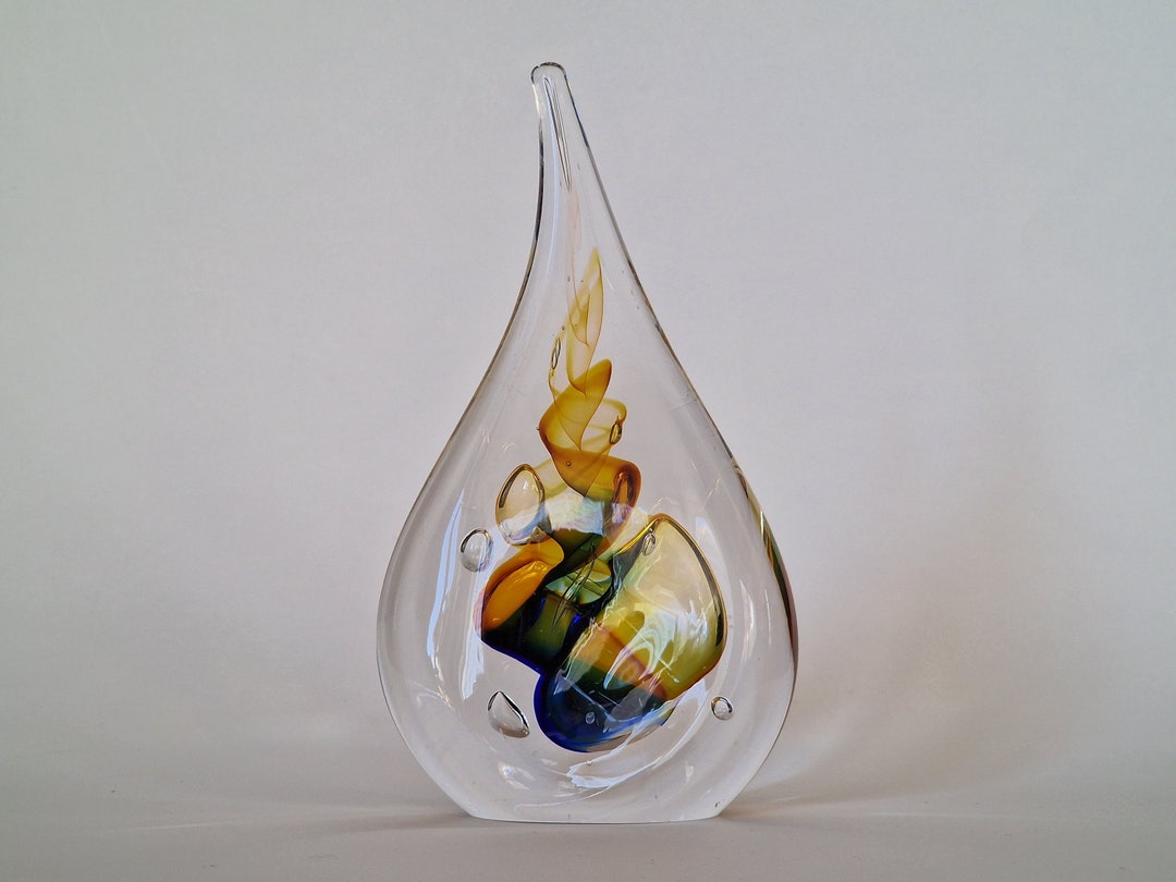 Adam Jablonski Signed Yellow and Blue Lead Crystal Etsy