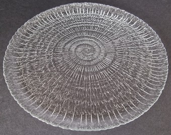 Arcoroc Spirale Glass Plate: French Mid-Century Modern Platter