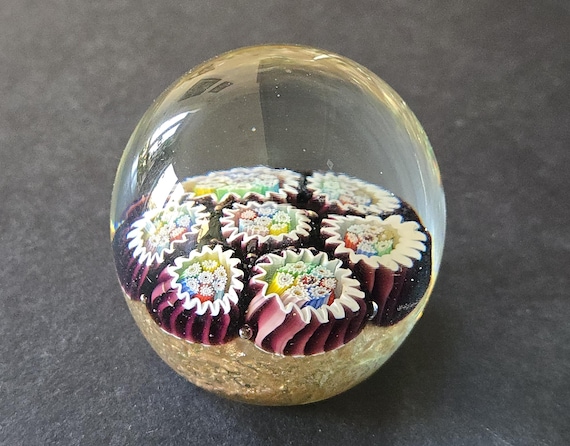 Latticino Glass ミルフィオリ フラワー ペーパーウエイト 置物 Latticino Glass ミルフィオリ フラワー ペーパーウエイト 置物