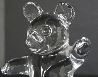 Vintage Daum France Crystal Glass Teddy Bear Paperweight/figurine