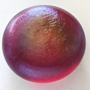 Lanmara Glass Studio Scottish small iridescent red paperweight, signed