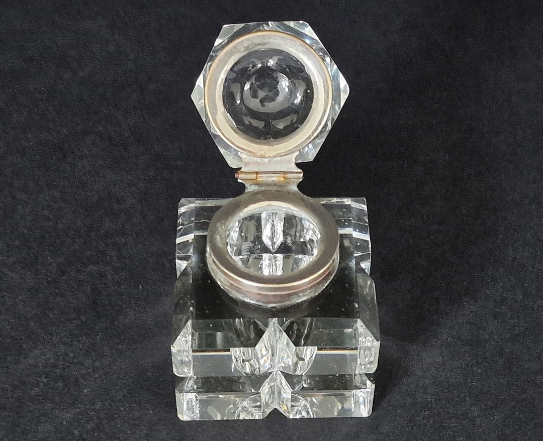 Victorian Antique Crystal Inkwell - Etsy