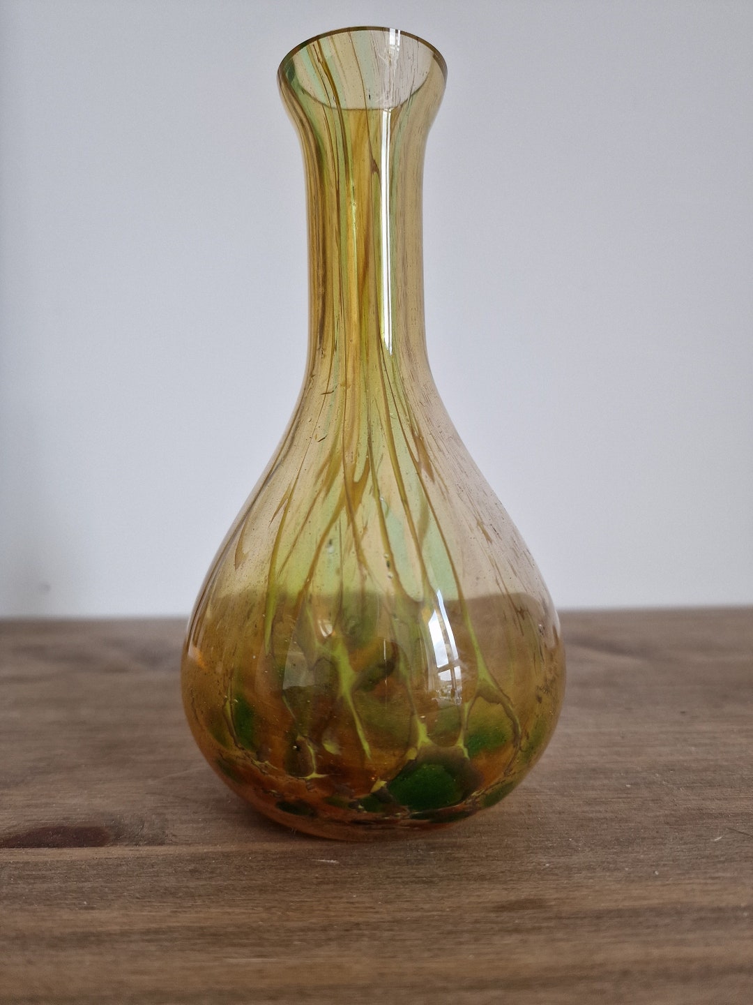 Striking Unusual and Beautiful Small Hand Blown Yellow Vase Etsy