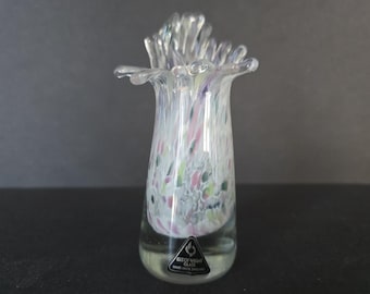 Isle of Wight Glass Very Rare 'orchid' Glass Vase in the 'blue