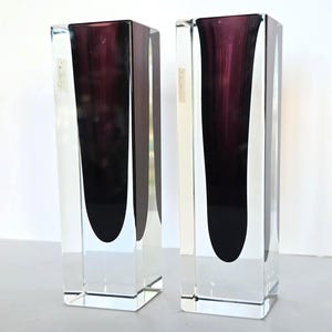 Mandruzzato pair of sommerso block vases, Murano, signed