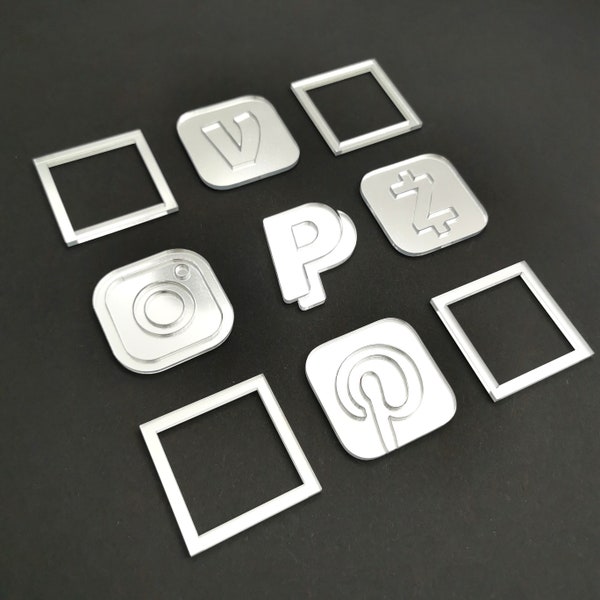 Acrylic Social Media Icons for DIY Business Sign, QR Code Shape, Logo Signage, Let's Get Social Template, Card Holder, Custom Brand Advert