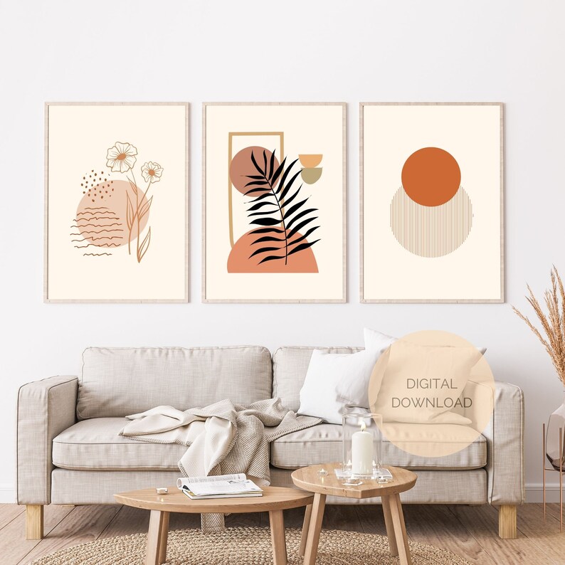 Boho Wall Art Set, Printable 4 Wall Art, Boho Decor, Digital Prints ...