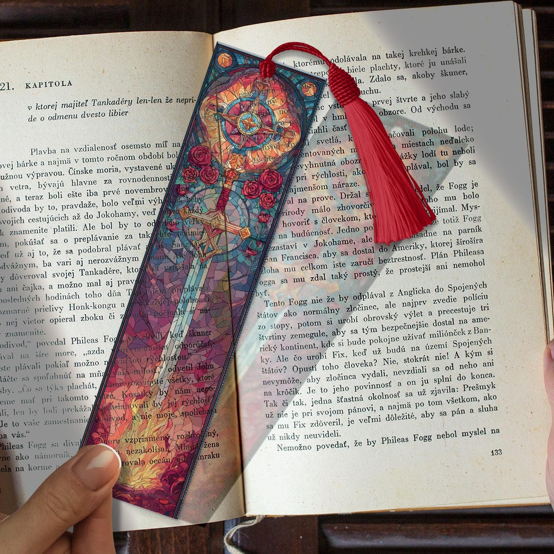 Sword of Light Stained Glass Bookmark – Custom Handmade Bookmark PNG ...