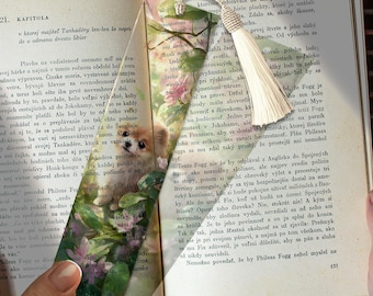 Pomeranian Puppy Stained Glass Bookmark – Cute Dog Acrylic Bookmark Gift | Pet Lover Gift | Custom Bookmark Idea | Personalized Gift Idea