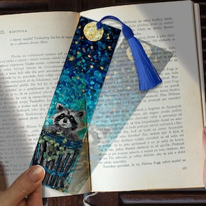Trash Raccoon Stained Glass Bookmark – Funny Acrylic Bookmark Gift | Custom Bookmark Idea for Animal Lovers | Cute Raccoon Reading Accessory
