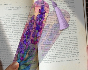 Lavender Stained Glass Bookmark – Custom Handmade Bookmark PNG | Personalized Floral Gift | Botanical Purple Page Marker for Book Lovers