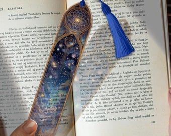 Gothic Starry Night Stained Glass Bookmark – Custom Bookmark SVG | Personalized Gift | Dark Celestial Bookmark Idea | Mystical Page Marker