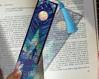 Starfall Stained Glass Bookmark – Fantasy Celestial Acrylic Bookmark Gift | Custom Bookmark Idea | Starry Night Gift for Book Lovers Gift