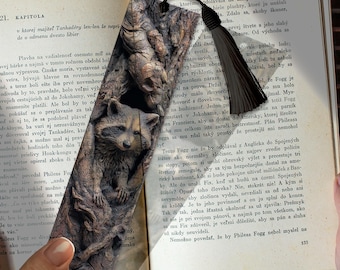 Racoon In Tree Stained Glass Bookmark, Unique Stained Glass Decor, Personalized Gift, Custom Bookmark Idea, Acrylic Bookmark Gift Idea