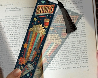 Retro Movie Night Translucent Bookmark – Vintage Cinema Acrylic Bookmark Gift | Custom Bookmark Idea | Pop Culture Reader Gift