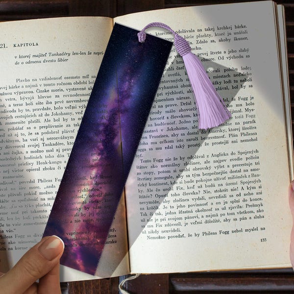 Milky Way Galaxy Translucent Bookmark – Cosmic Acrylic Bookmark Gift | Custom Bookmark Idea | Sci Fi Fantasy Reader Page Marker Gift