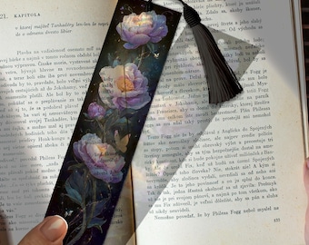 Peony Butterfly Stained Glass Bookmark – Floral Reading Accessory | Spun Glass Look | Custom Bookmark Idea | Funny Meme Him Her Gift Idea