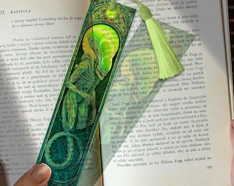 Alien Stained Glass Bookmark – Custom Handmade Bookmark PNG | Personalized Sci-Fi Gift | Unique Extraterrestrial Page Marker for Book Lovers