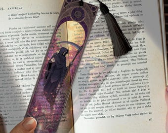 Dark Fantasy Reaper Stained Glass Bookmark – Custom Handmade Bookmark PNG | Personalized Gothic Gift | Grim Page Marker for Book Lovers