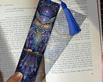 Celestial Owl Translucent Bookmark – Mystical Bird Acrylic Bookmark Gift | Custom Bookmark Idea | Fantasy Novel Reader Gift Page Marker Idea