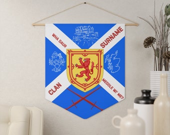 Personalized Medieval Style Family Heritage Pennant | Personalized Scottish Heritage Family Pennant | High Quality Materials