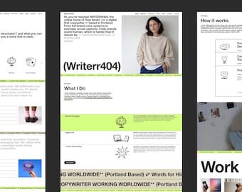 Webbplatsmall för Squarespace 7.1 Djärvt redaktionellt tema för tjänsteleverantörer Studior Byråer Squarespace 7.1 Kurs ingår Writerr404