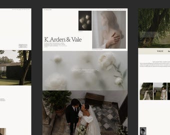 Webbmall för fotograf Squarespace 7.1 Redaktionell portföljwebbplats Minimalistiskt tema för bröllopsplanerare + fullständig kurs