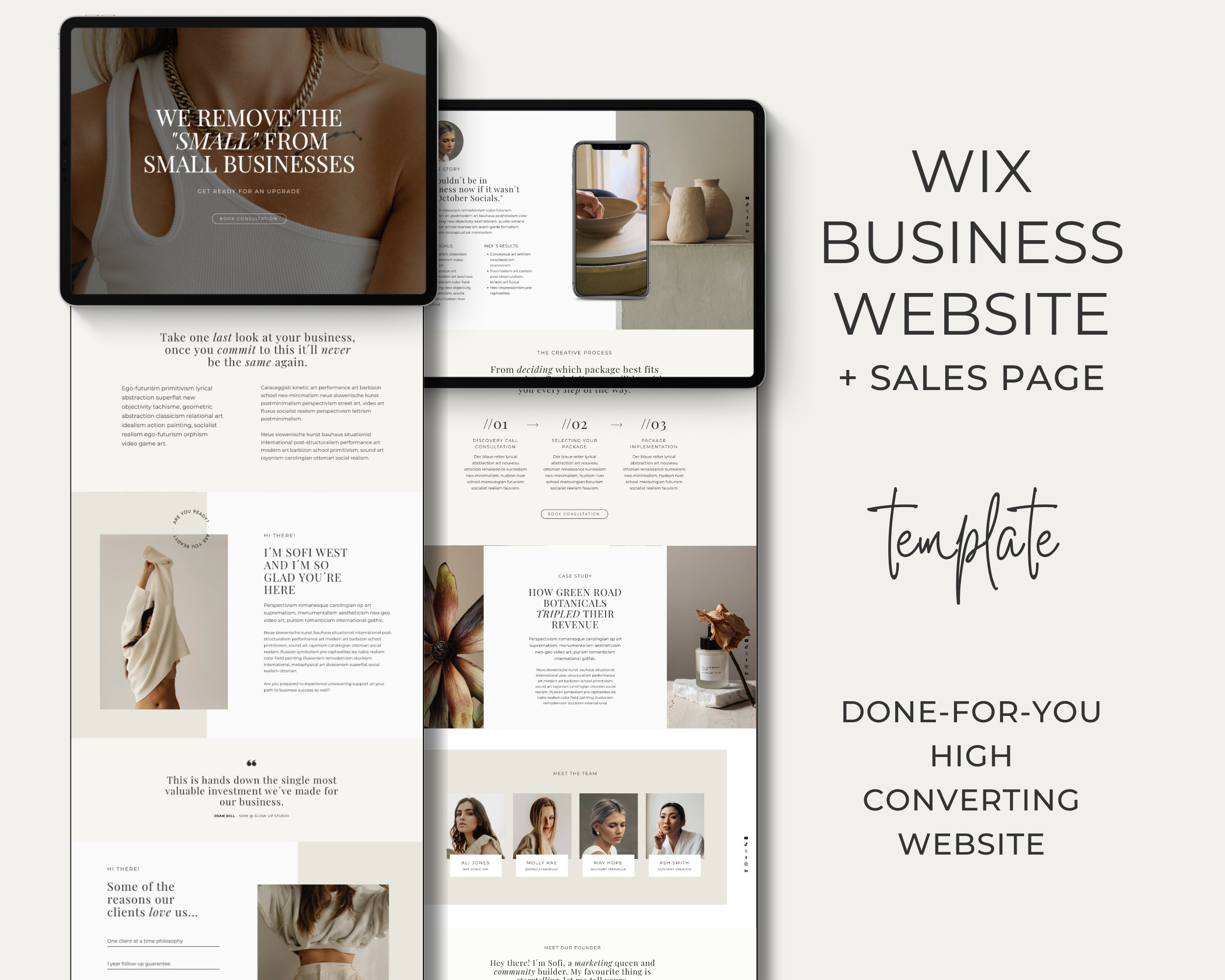 WIX Website Template Sales Page WIX Coaching Aesthetic Website Service Provider Landing Page Course Creator Template Website Coach October