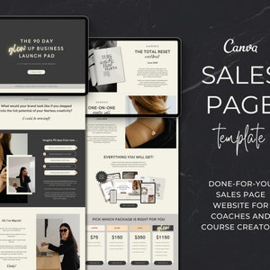 High Converting Sales Page Canva Template Sales Page Template Online Course Offer Page Service Business Sales Funnel Coach Landing Page
