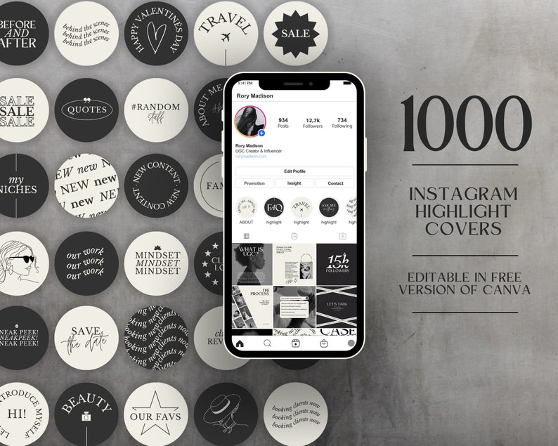 Minimal Instagram Highlight Covers Editable in Canva