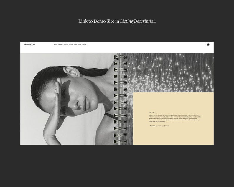 Redaktionell webbmall Squarespace 7.1 Minimal portfoliowebbplats Förfinad designstudiowebbplats Fotografwebbbyrå + Hel kurs bild 5