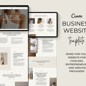 Minimal Canva Website Template, Beige Aesthetic Business Website for Entrepreneurs, Coaches, Course Creators, VAs, One Page Website, Sofi