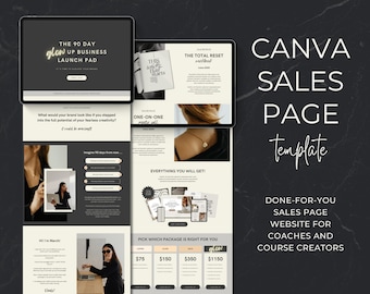 High Converting Sales Page Canva Template Sales Page Template Online Course Offer Page Service Business Sales Funnel Coach Landing Page