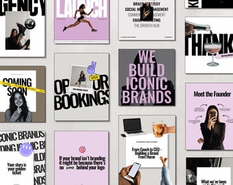 Instagram Templates Social Media Marketing Agency Templates Service Provider Canva Templates Instagram Posts VA Highlight Covers Agency