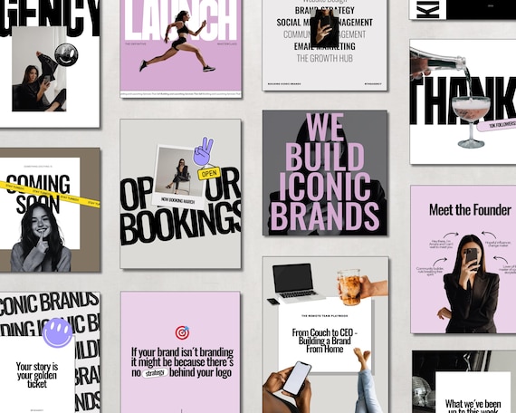 Instagram Templates Social Media Marketing Agency Templates Service Provider Canva Templates Instagram Posts VA Highlight Covers Agency