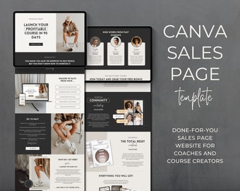 Sales Page Template Coaching Website Design Canva Lead Magnet Editable Landing Page Template Coaching Template Website Template, April