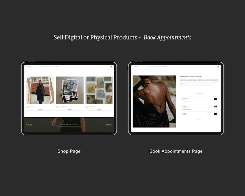 Redaktionell webbmall Squarespace 7.1 Minimal portfoliowebbplats Förfinad designstudiowebbplats Fotografwebbbyrå + Hel kurs bild 9