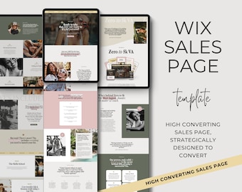 Plantilla de sitio web de página de ventas WIX rosa Plantilla de VA de Wix Curso de diseño de sitios web para pequeñas empresas Página de destino Premium de alta conversión Wix Agosto