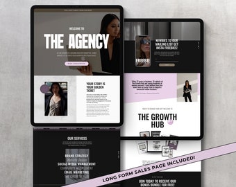 WIX Website Template Sales Page WIX Coaching Modern Website Service Provider Landing Page Course Creator Template Website "The Agency"