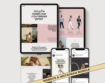 Paquete de plantillas para sitios web Wix e Instagram Tema estético para páginas de ventas Página de destino para proveedores de servicios de coaching Sitio web para creadores de cursos