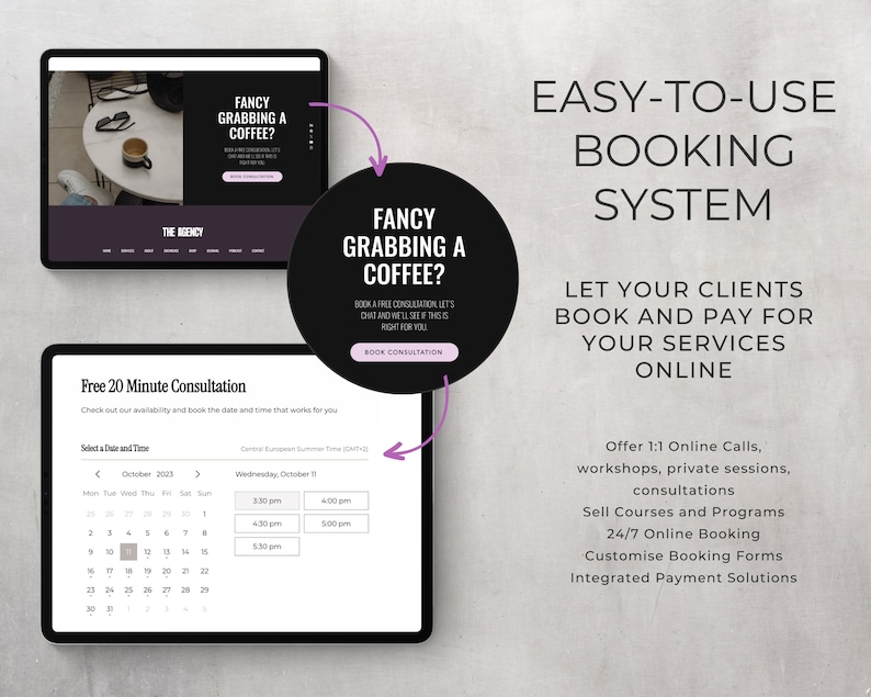 wix website template booking system course creator wix sales page